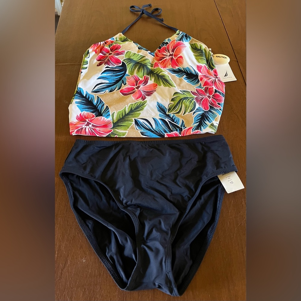 Nautica Swimsuit 2-piece Halterkini Size 10 NWT
